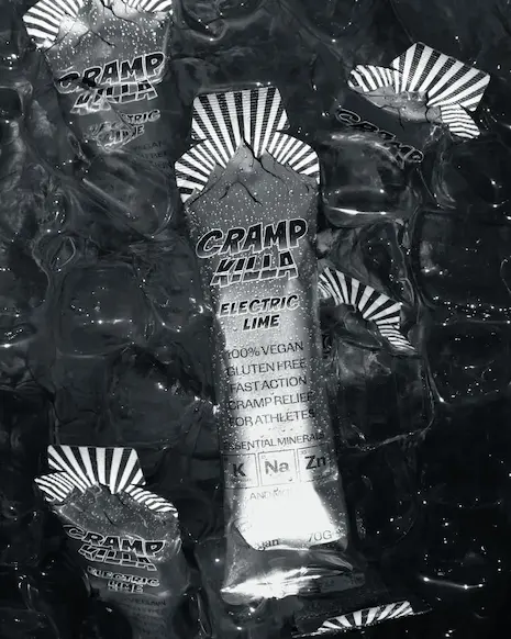 Cramp Killa sachets chilled in an ice bath