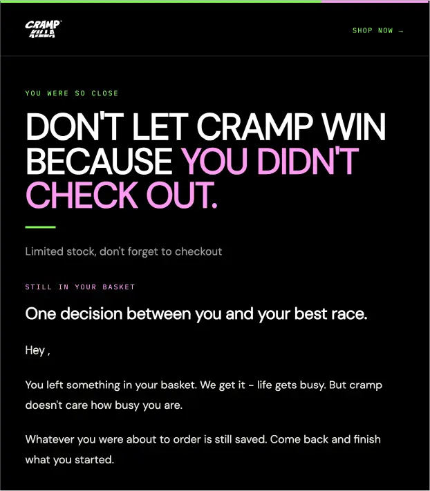 Don't Let Cramp Win email